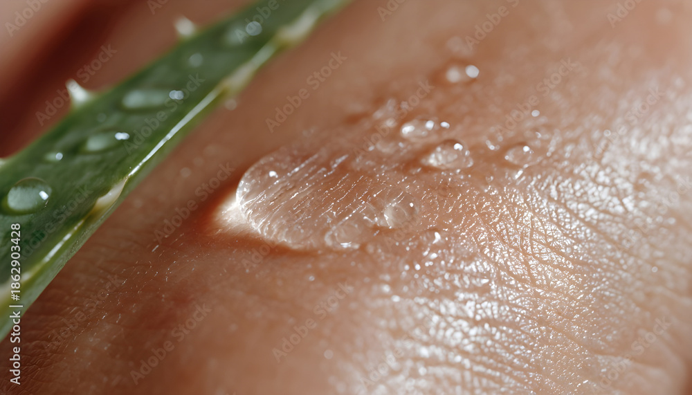 Fototapeta premium aloe vera gel applied on skin shows texture