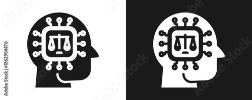 Ai Ethics Icon Set Glyph In White And Black Background