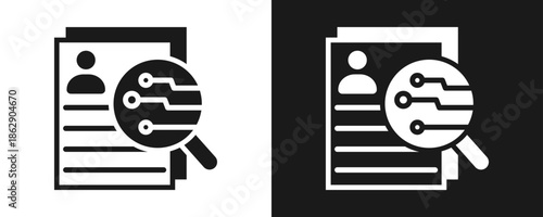 Smart Hiring Icon Set Glyph In White And Black Background