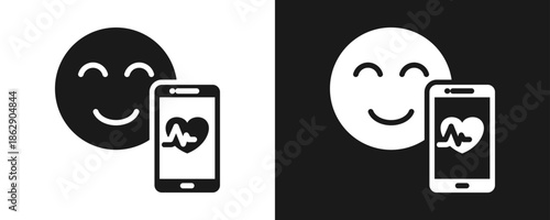 Digital Wellbeing Icon Set Glyph In White And Black Background