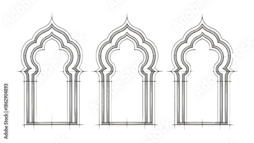 Intricate Arches: Architectural detail of elegant arches. A rhythmic pattern of ornate tracery and delicate curves showcase timeless aesthetic.