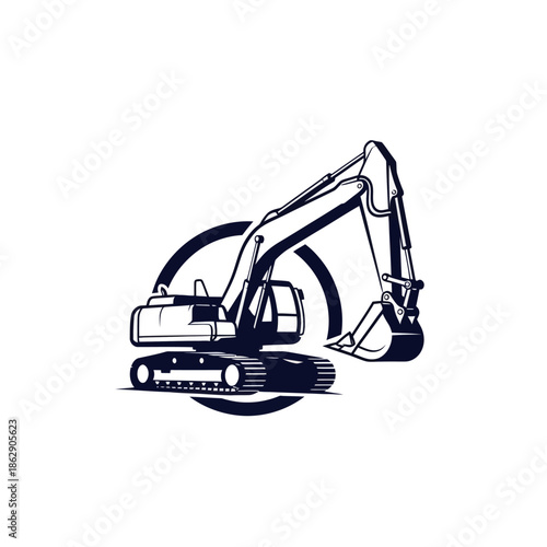 Excavator Silhouette Logo - Construction Machine Vector Art