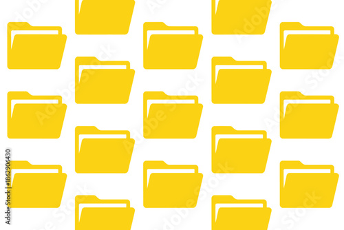 Many yellow digital file folders create a repeating pattern representing data.