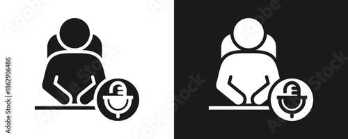Chairperson Icon Set Glyph In White And Black Background