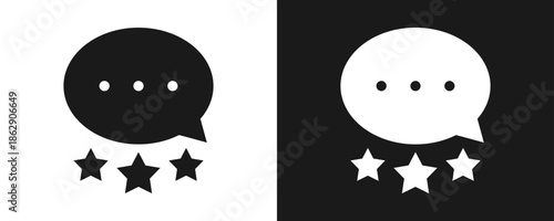 Testimonial Icon Set Glyph In White And Black Background