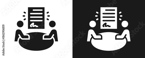 Negotiation Icon Set Glyph In White And Black Background