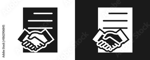 Memorandum Of Understanding Icon Set Glyph In White And Black Background