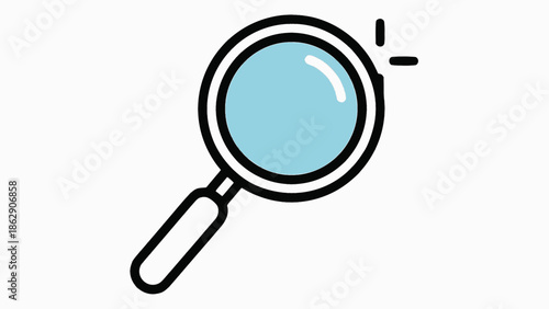 Magnifying glass with blue lens and black outline