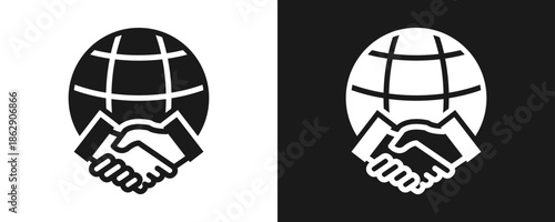 External Partnership Icon Set Glyph In White And Black Background