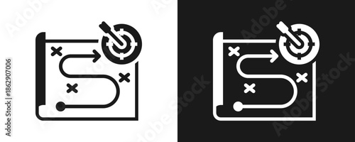 Strategic Planning Icon Set Glyph In White And Black Background