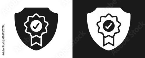 Quality Assurance Icon Set Glyph In White And Black Background