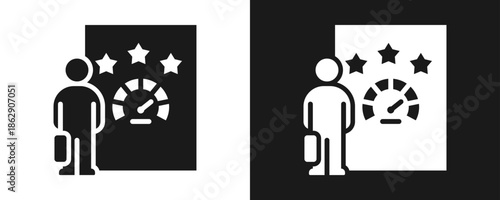 Performance Review Icon Set Glyph In White And Black Background