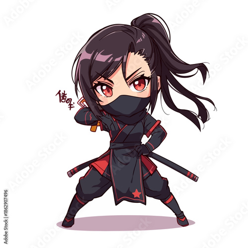 Cute Woman Ninja Design Very Cool