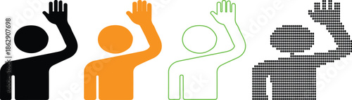 People waving hands in different styles