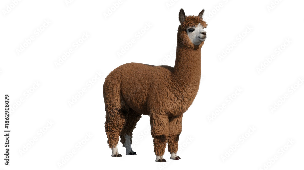 Fototapeta premium Brown Alpaca Standing Portrait