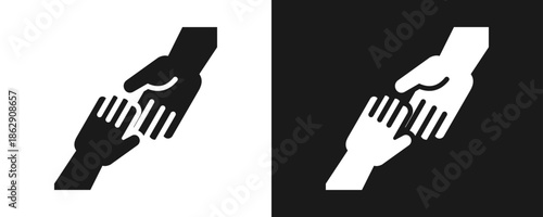 To Help Icon Set Glyph In White And Black Background