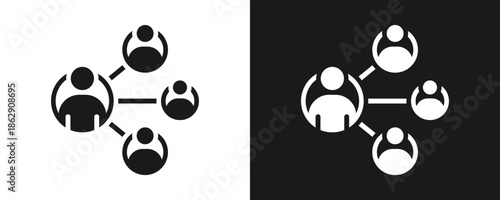 Networking Icon Set Glyph In White And Black Background