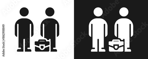 Colleagues Icon Set Glyph In White And Black Background