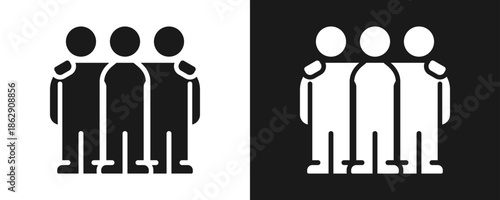 Friendship Icon Set Glyph In White And Black Background