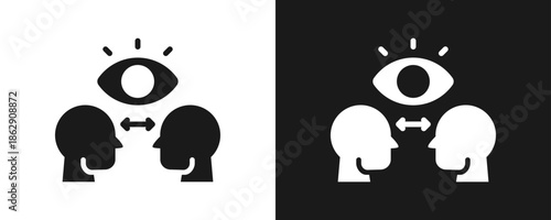 Eye Contact Icon Set Glyph In White And Black Background