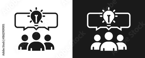 Collective Idea Icon Set Glyph In White And Black Background