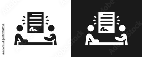 Negotiation Icon Set Glyph In White And Black Background