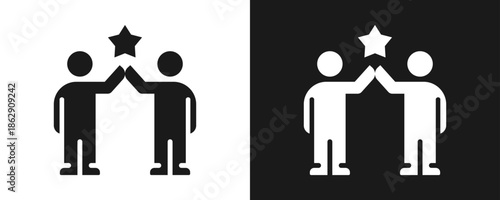 Team Spirit Icon Set Glyph In White And Black Background