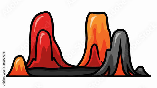 Abstract depiction of flowing lava and volcanic rock formations with vibrant colors