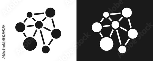 Social Network Icon Set Glyph In White And Black Background