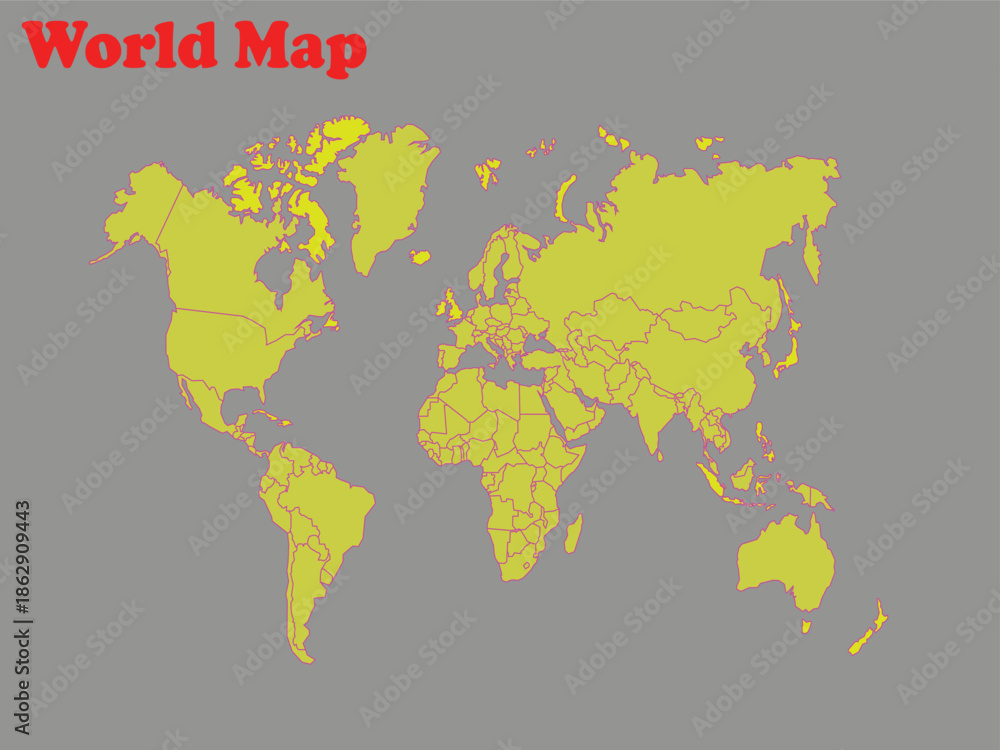 Obraz premium World Map with Country Borders