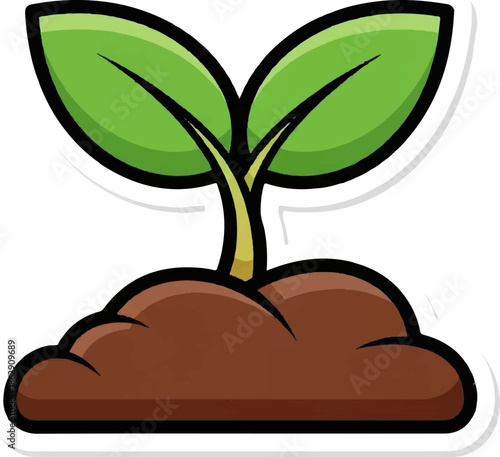 A simple illustration shows a young plant sprouting green leaves from brown soil