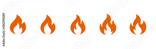 Fire hazard icon. Power symbol illustration for heat, energy and danger concepts. Burning fire sign for warning, ignition and power themes. Flat colored flame isolated on white background.
