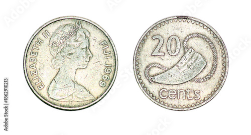 Tableau sur toile Coin 20 cents. 1969. Fiji