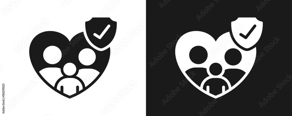 Fototapeta premium Life Insurance Icon Set Glyph In White And Black Background