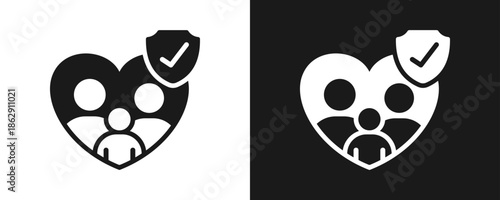 Life Insurance Icon Set Glyph In White And Black Background