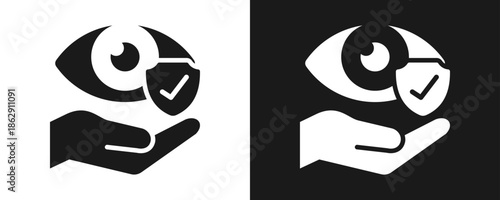 Vision Insurance Icon Set Glyph In White And Black Background