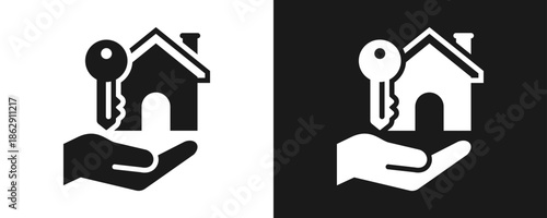House Assistance Icon Set Glyph In White And Black Background