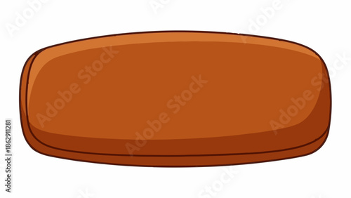 A plump, elongated, brown, cartoon-style pillow rests against a white background