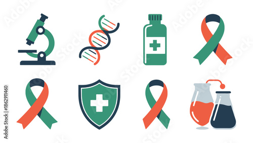 Medical Symbol Collection: A curated collection of medical icons, representing key elements within the healthcare and scientific field, emphasizing the importance of medicine.