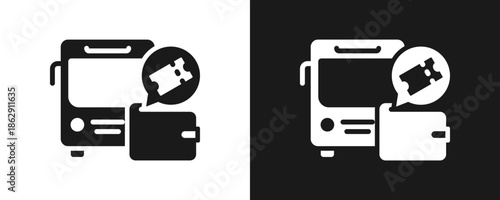 Commuter Assistance Icon Set Glyph In White And Black Background