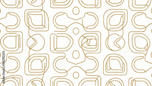 Abstract golden linear patterns on white canvas