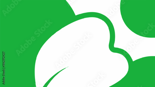 Abstract green shapes on white, with stylized leaf-like forms and organic curves, vibrant and clean
