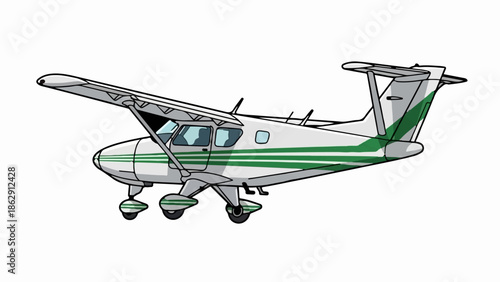 A white and green cartoon single engine propeller plane with a high wing