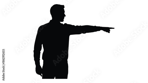 Silhouette of a man pointing forward with his arm outstretched