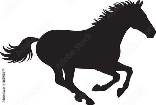 A striking silhouette of a horse in full dynamic motion