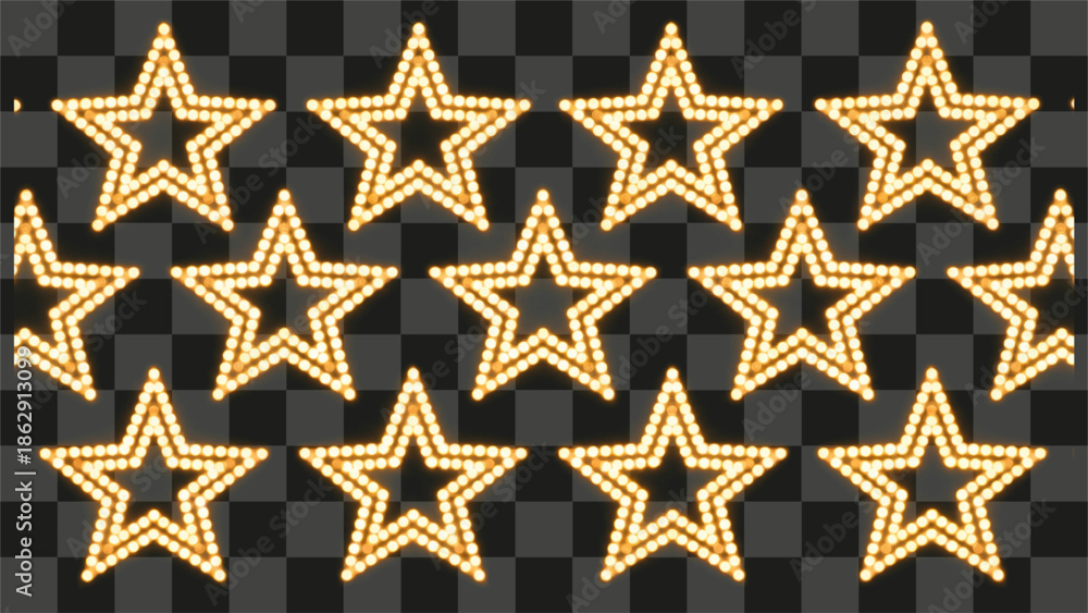 Obraz premium Vector illustration of glowing star shape arrangement illuminated by warm light for entertainment design.