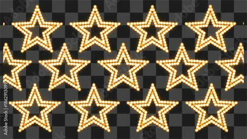 Vector illustration of glowing star shape arrangement illuminated by warm light for entertainment design.