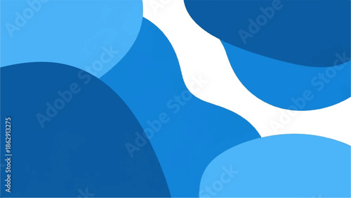 Abstract organic shapes in multiple shades of blue and white create a flowing, modern background