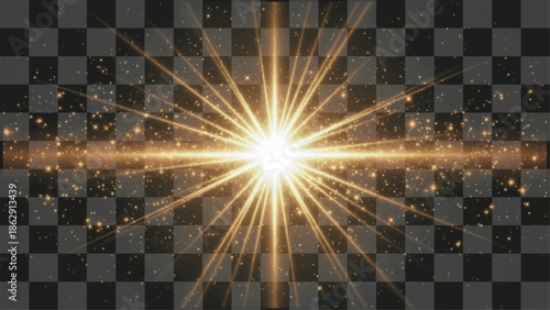 Vector illustration bright golden sunburst light effect explosion for abstract holiday overlay graphic design