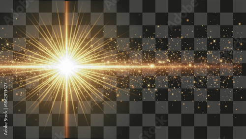 Vector illustration bright horizontal light effect creating an optical flare with starburst for holiday advertisement.